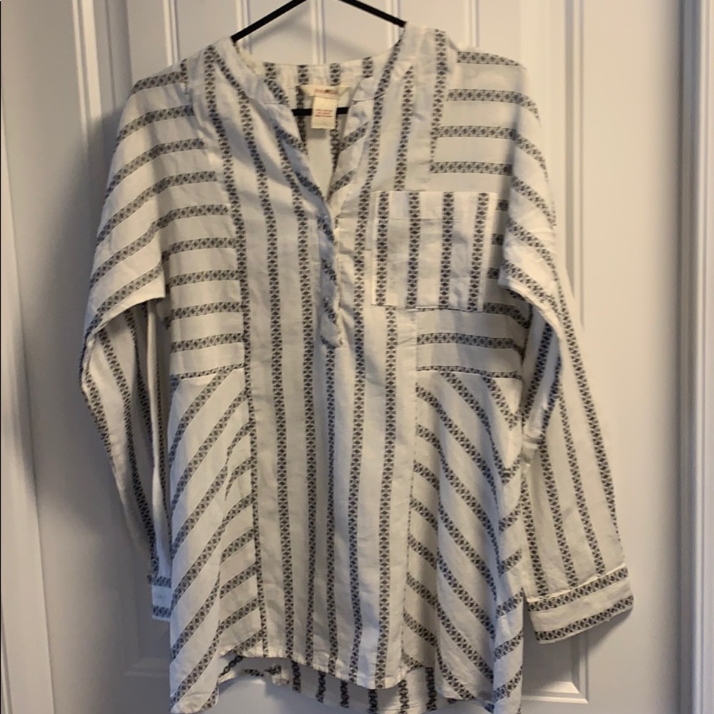 Sundance popover stripe button tunic